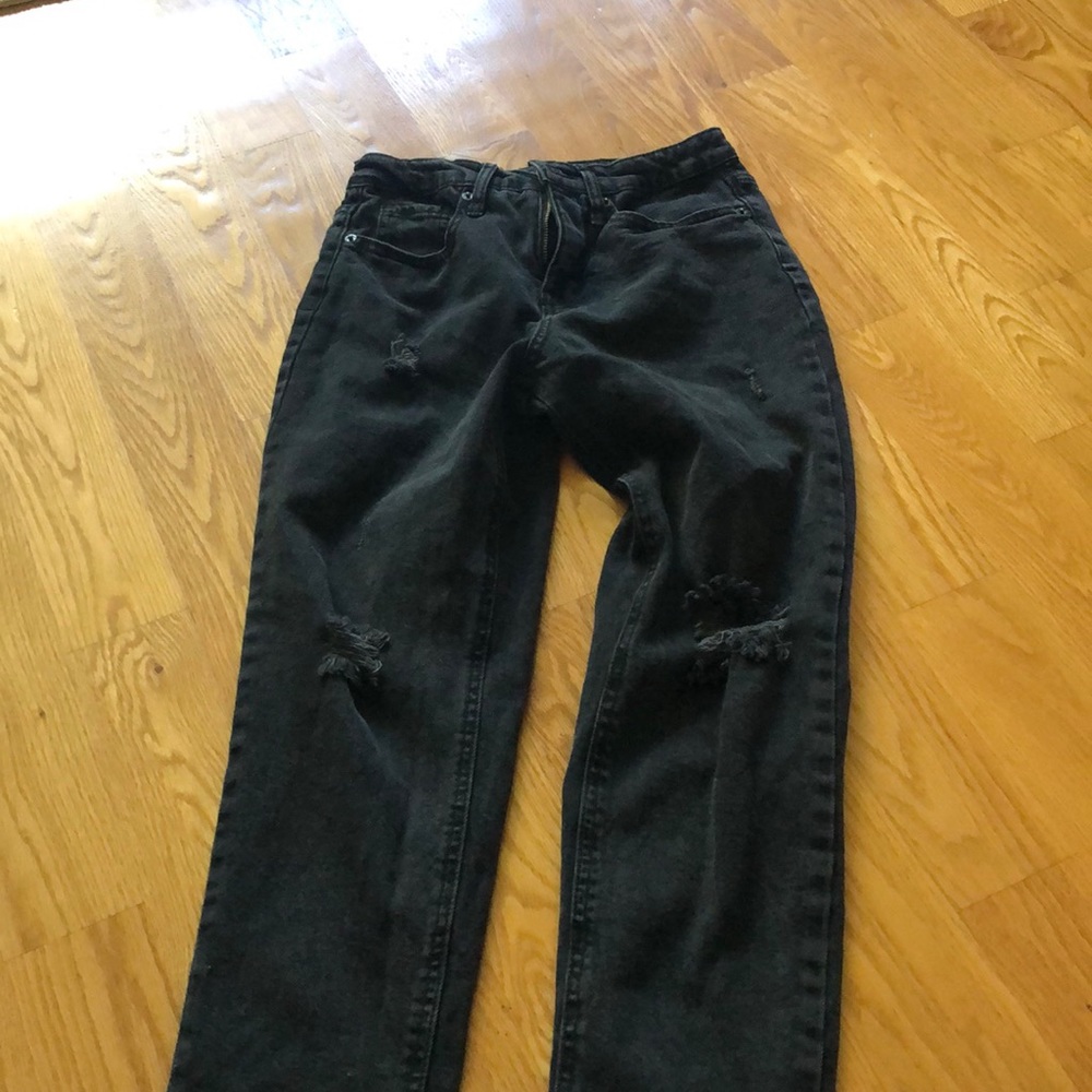 Black Ripped Mom Jeans